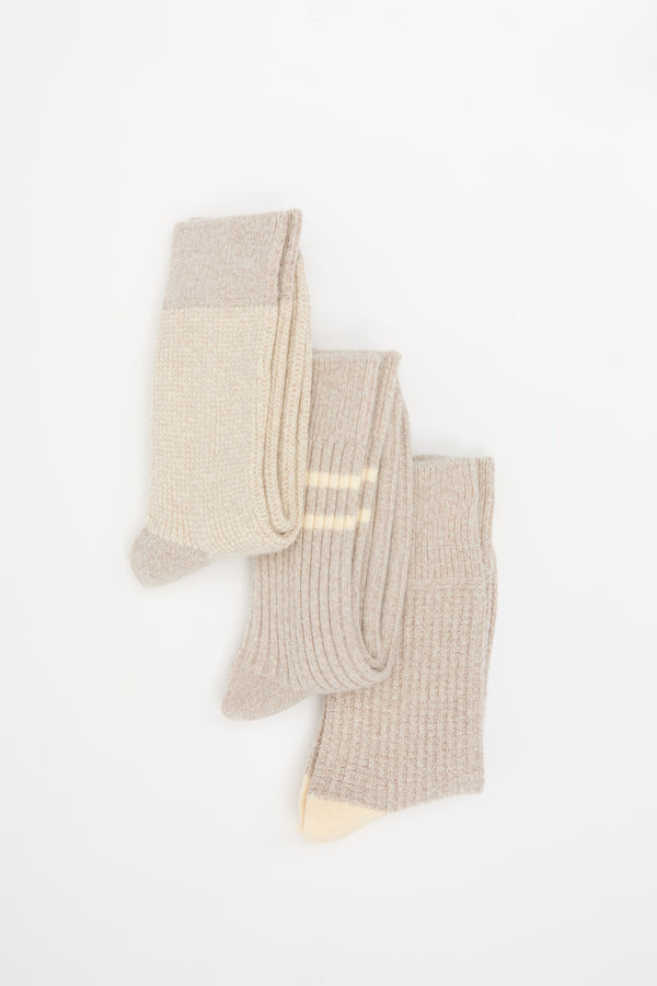 Recycled Cotton/Wool Daily 3 Pack Socks Gray/Off White