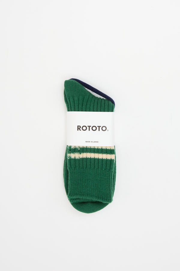 Merino Lambs Wool Stripe Socks Green